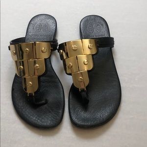 Tory Burch gold plate sandal